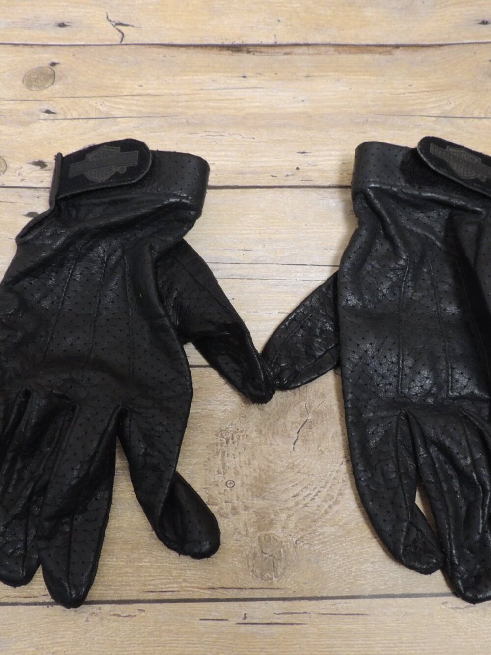 Harley- Davidson Black Perforated Leather Gloves Women's Size L 98164-98VW